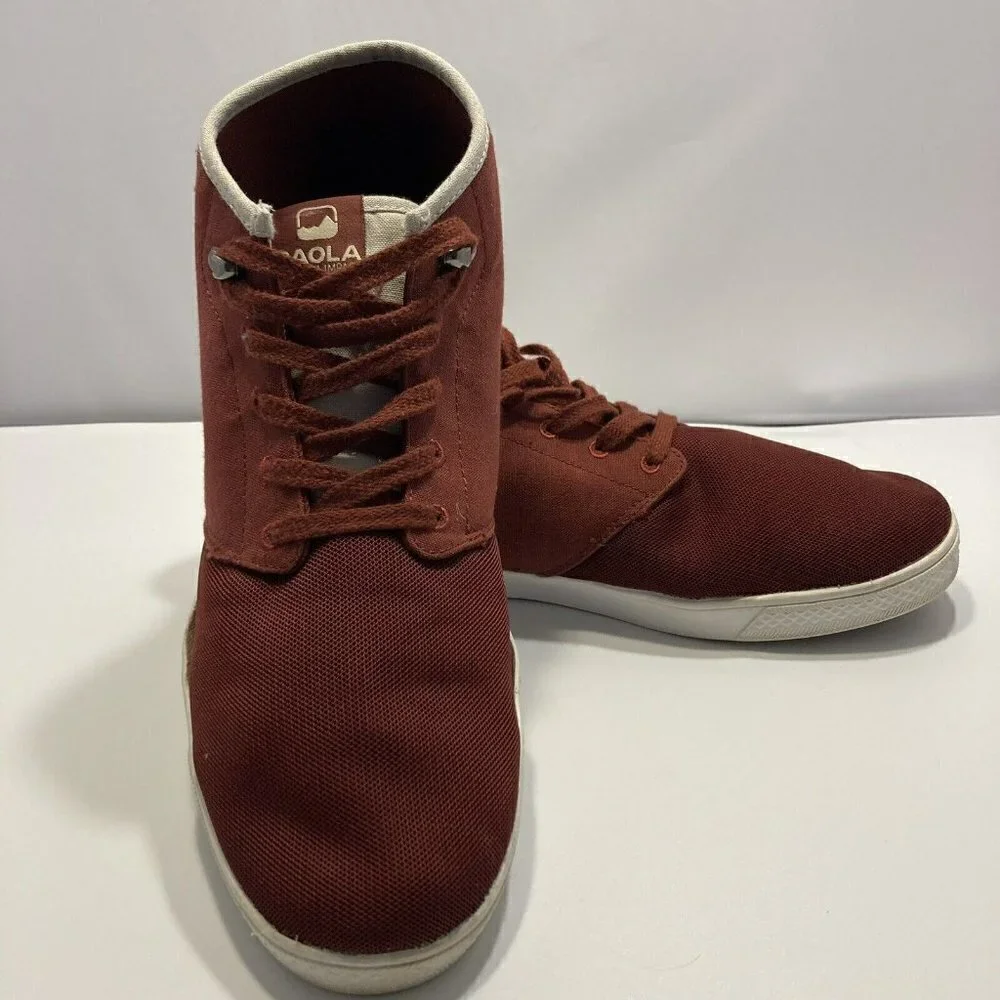 Saola‎ Shoes Make An Impact Sustainable Mens 12 Wine Red Ankle High Top Lace Up